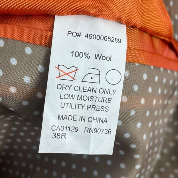 Mens Tallia 38R Gray Wool Blazer Jacket With Polka Dot Lining 0168 - Picture 6 of 11